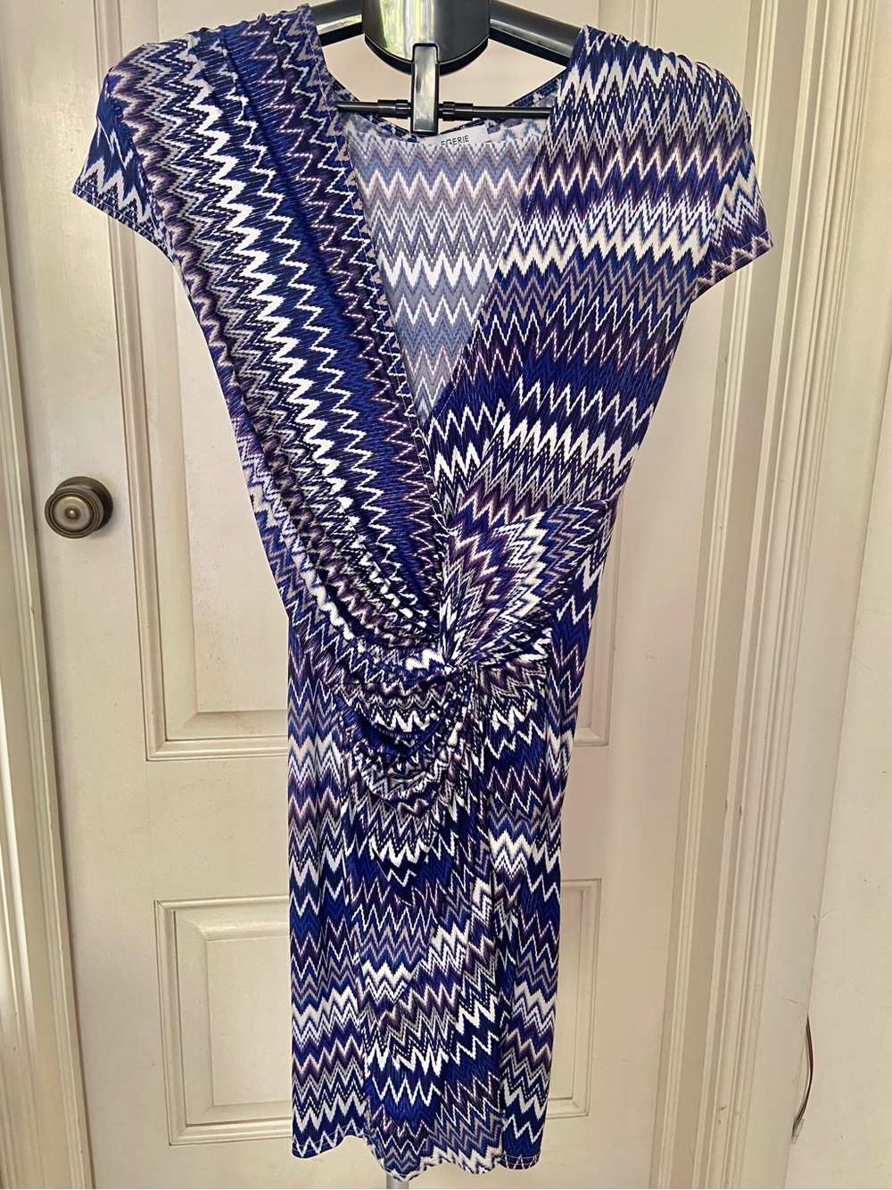 Missoni like pattern Blue Chevron Knot Front Dress